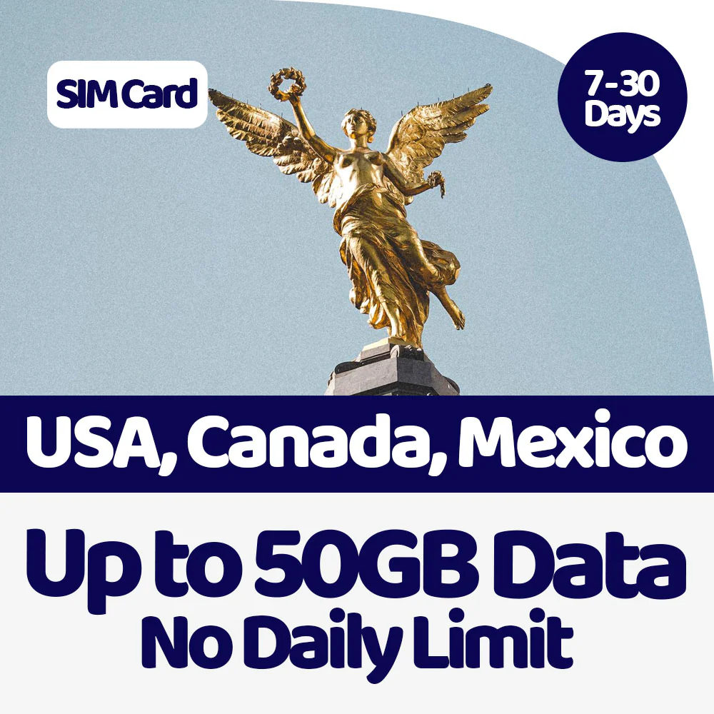 USA, Canada, Mexico Data SIM | 5GB-50GB