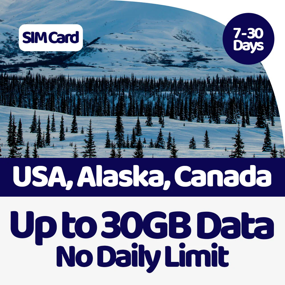 USA, Alaska, Canada Data SIM | 5GB-30GB
